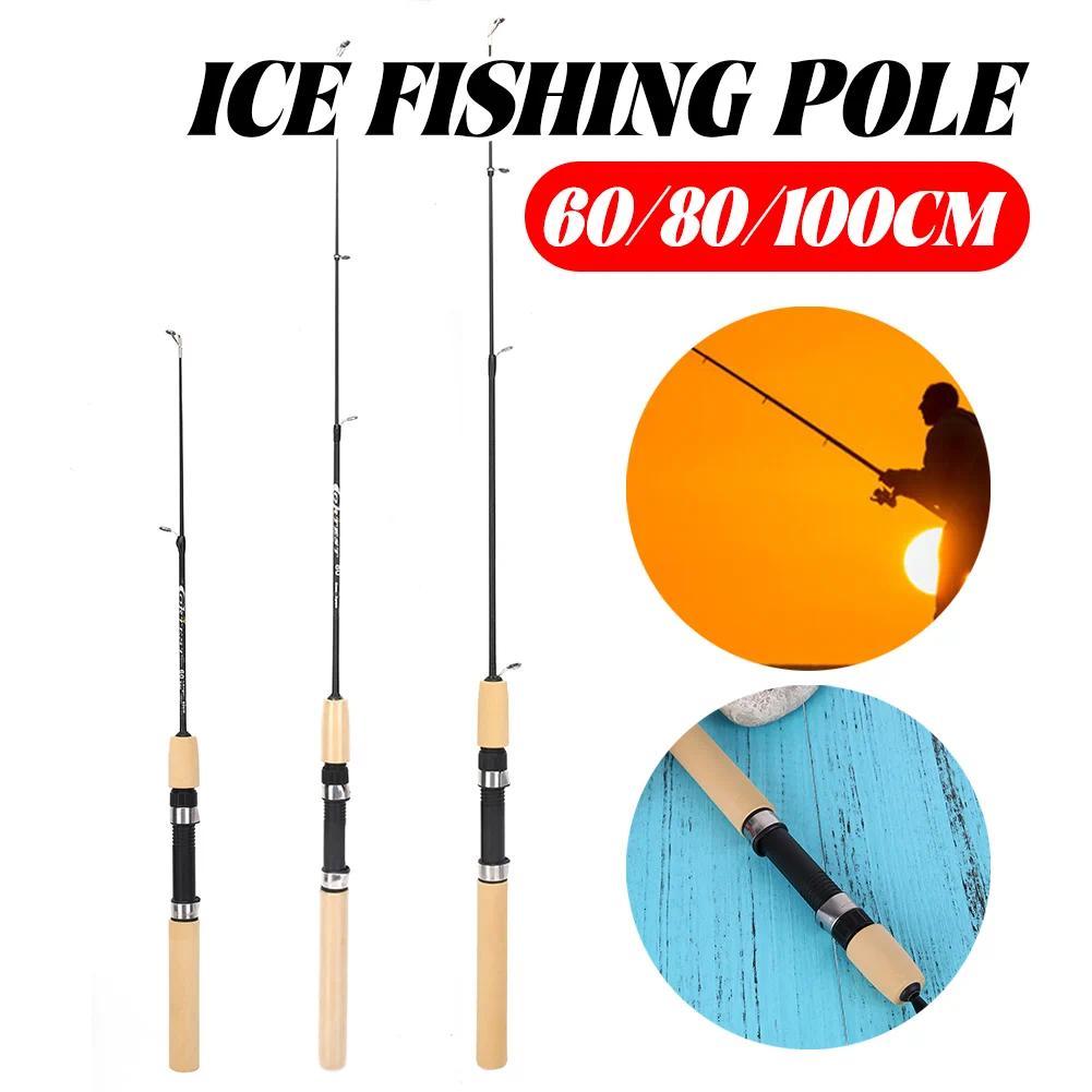 60/80/100cm Mini Telescopic Ice Fishing Rod Portable Carbon Fiber River Shrimp Carp Fishing Pole Win
