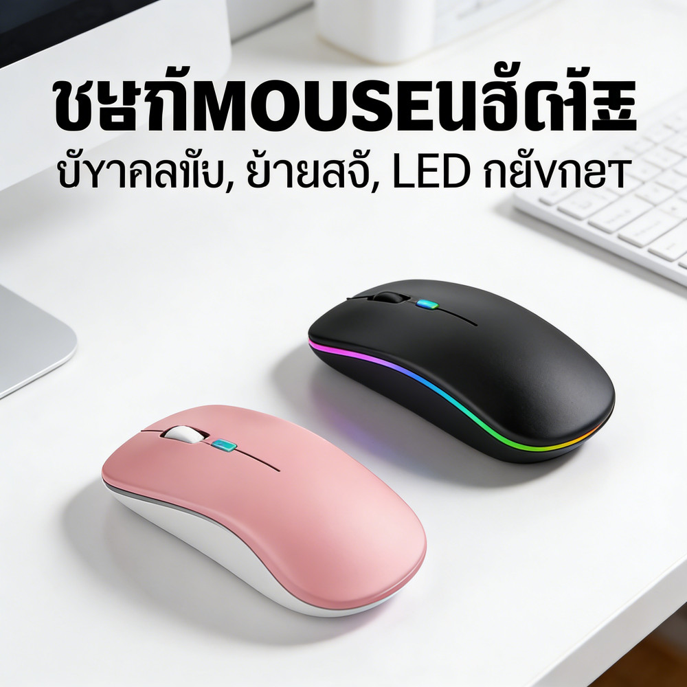 สําหรับเมาส์ไร้สายชาร์จโหมดคู่เงียบสีสดสําหรับพีซีแล็ปท็อปเม้าส์งาน