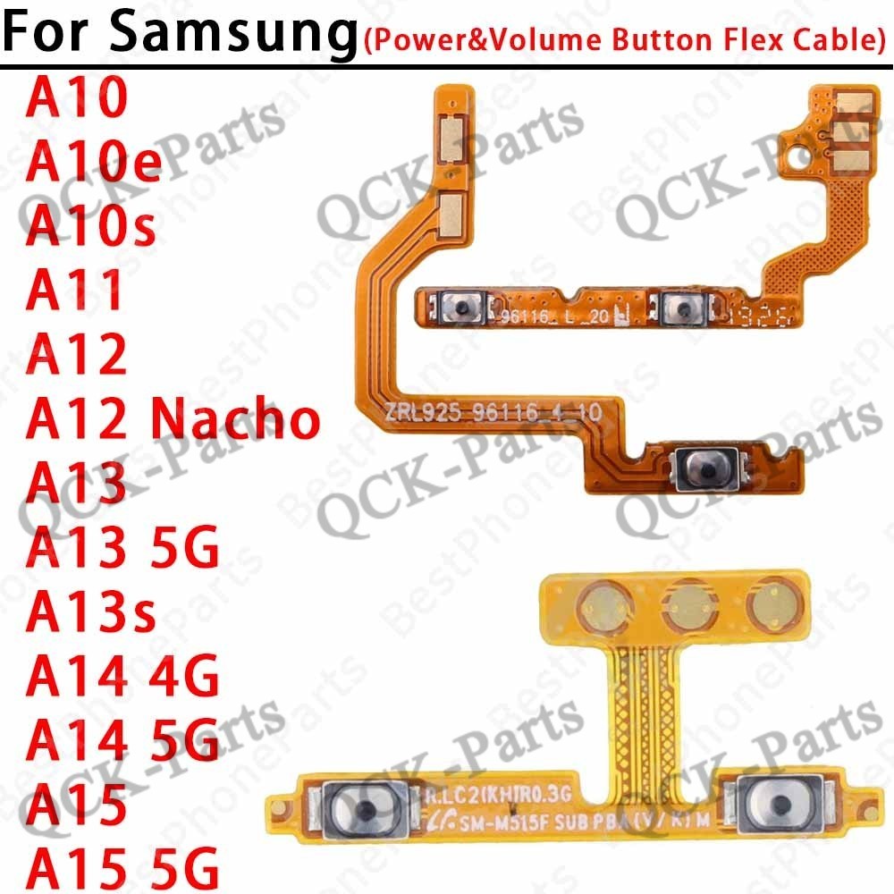 สําหรับ Samsung Galaxy A10 A10E A10S A11 A12 Nacho A13 A13S A14 A15 5G ด้านข้างปุ่มสวิทช์ Volume Power On Off Flex Cable