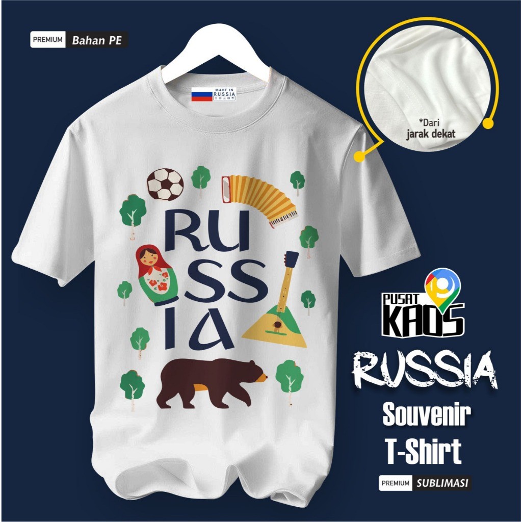 เสื้อยืดโดย RUSSIA RUSSIA MOSCOW USING TAG, PE MATERIAL, PREMIUM SOUVENIR GIFT