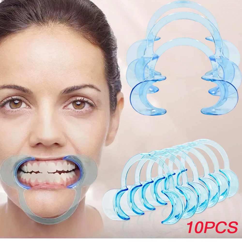 10 ชิ้น/เซ็ต ที่ถ่างปากทันตกรรม รูปตัวC วัสดุพลาสติก สำหรับงานจัดฟันและคลินิก - อุปกรณ์ถ่างปากและแก้ม