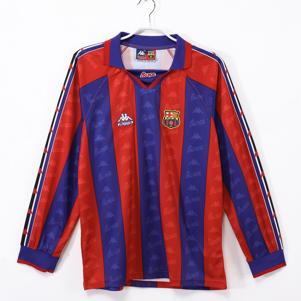 S-XXL Retro Edition Barcelona 95/97 MenS Barcelona Home Long Sleeve Football Jersey Shirt