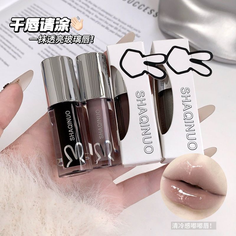 ลิปกลอสเคลือบเงา 5 สี ลิปบาล์ม ลิปออยล์ ลิปกลอสกระจก สีเทา สีนู้ด ดํา เงิน ชิมเมอร์ ลิปสติก กันน้ํา ติดทนนาน