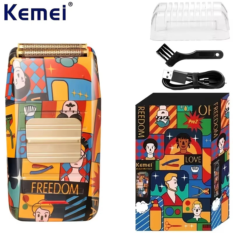 Kemei KM-1102Hเครื่องโกนหนวดแบบไร้สาย เครื่องโกนหนวดไฟฟ้า 2 in1 ใบมีดแฝดลูกสูบเครา โกนกนวด & กันจอน