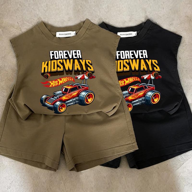 [COD]（ชุดเสื้อกั๊กและกางเกงสั้นเด็ก）ชุดเสื้อกล้ามกางเกงขาสั้นเด็ก 2 ชิ้น ประกอบด้วย เสื้อกล้าม + กางเกงขาสั้น เด็กผู้ชาย