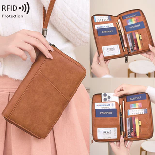 กระเป๋าพาสปอร์ตกันรีด RFID กันแม่เหล็ก มีซิป ใส่เอกสาร ตั๋วเครื่องบิน อเนกประสงค์