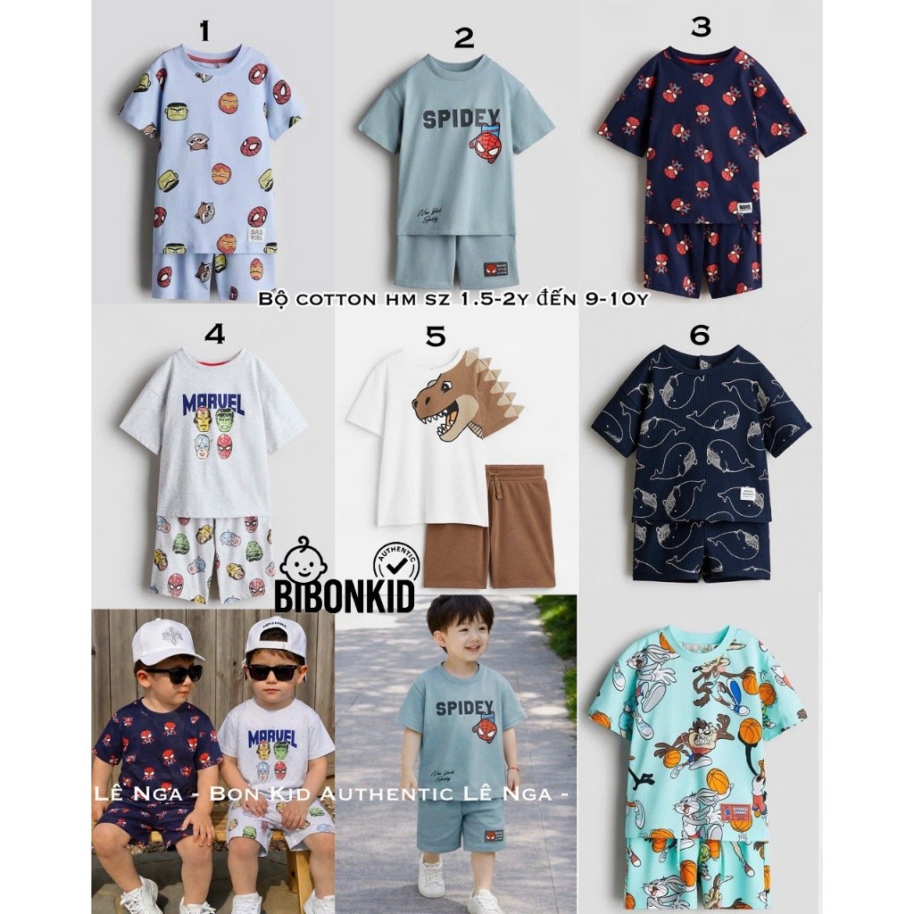 [Bibonkid] ชุดกางเกงขาสั้นผ้าฝ้ายเด็กชายตัวใหญ่ HM US/ES/JP 1.5-2y ถึง 9-10y