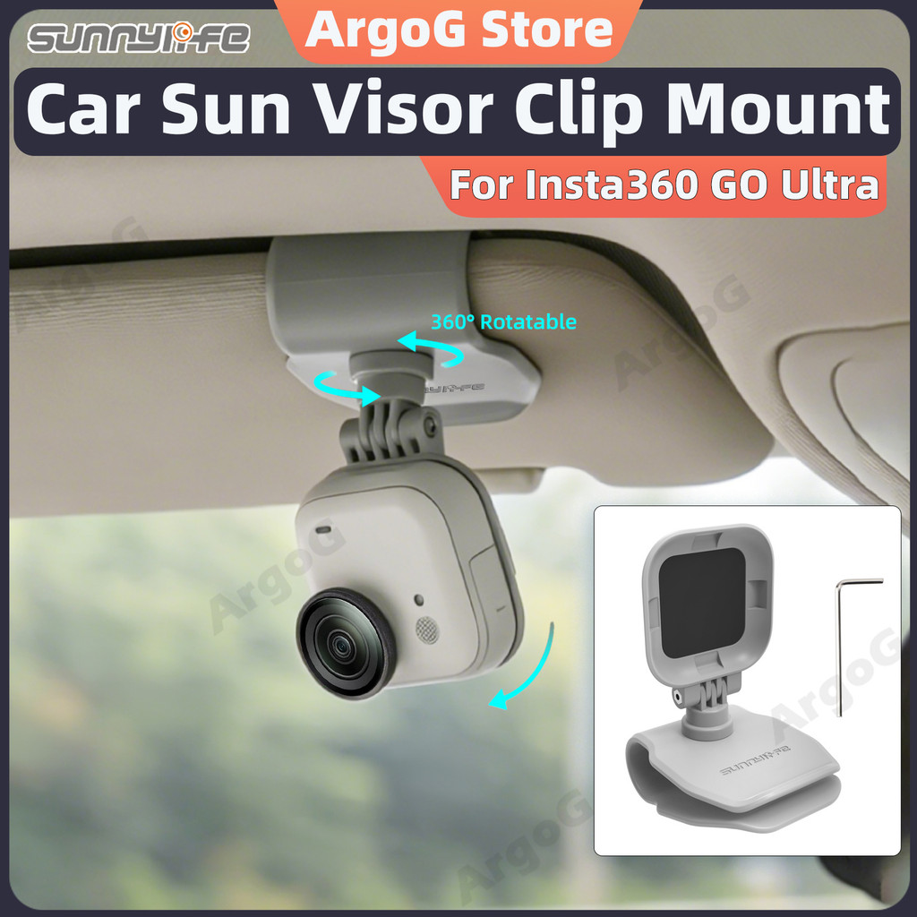 Sunnylife Magnetic Car Sun Visor Mount 360° ขายึดคลิปปรับมุมหมุนได้ Insta360 GO Ultra อุปกรณ์เสริม