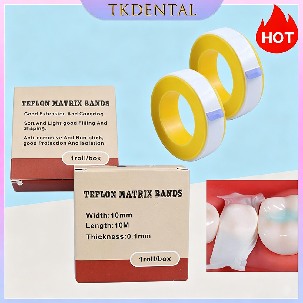 10 เมตร/ม้วนทันตกรรม Teflon Matrix Bands สีขาว Matrices Retainer แถบสําหรับ Teetn ฟื้นฟูทันตกรรมวัสดุสิ้นเปลืองทันตกรรมเครื่องมือ