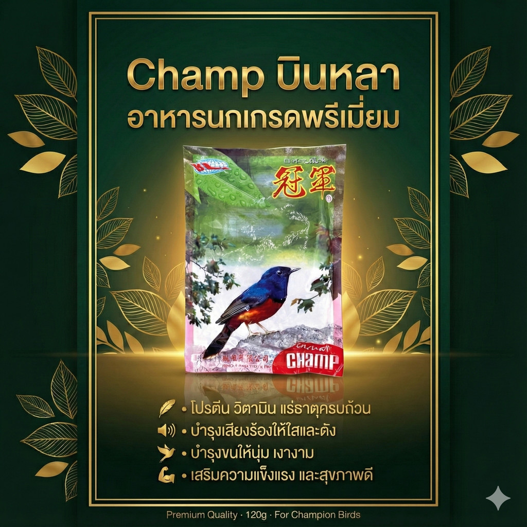 [120กรัม][ นกบินหลา ] Champ แชมป์อาหารนกบินหลา  อาหารนก บินหลา ขนาด 120 กรัม 1 ถุง
