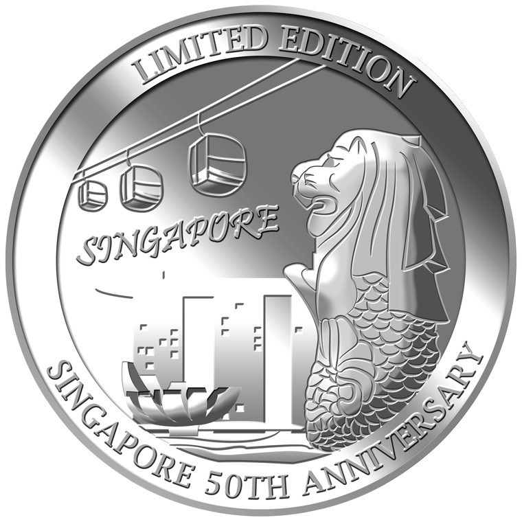 FB8 Puregold 1Oz SG50 Merlion Cable Car Silver Medallion | เงินแท้999