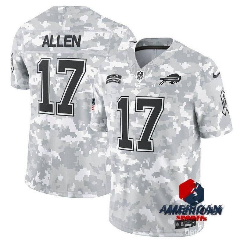 เสื้อฟุตบอลอเมริกัน Buffalo Bills Josh Allen NFL Arctic CamouflageLimited Edition