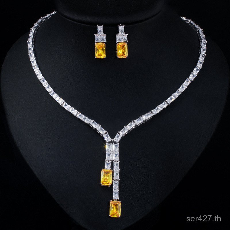 สร้อยคอและต่างหูทรงเรขาคณิต สไตล์เรโทรและเรียบง่าย ชุดสองชิ้น เหมาะสำหรับงานเลี้ยงสไตล์ยุโรปและอเมริ