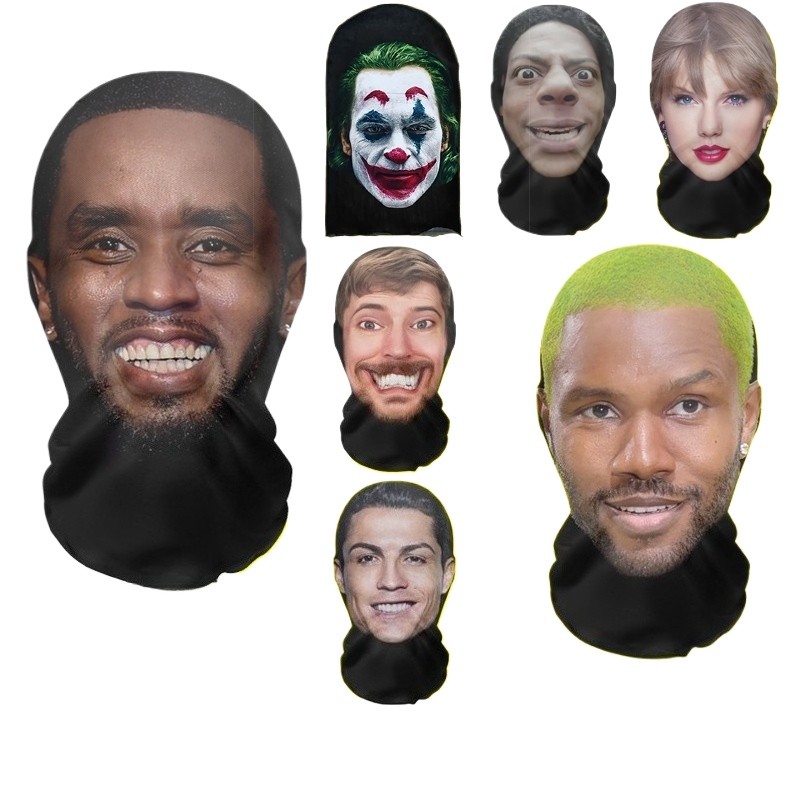 3D พิมพ์ Full Face หน้ากากคอสเพลย์ Diddy Kanye หน้ากากคนดังปลอมตัวตลกหน้ากากสําหรับแฟนบทบาทเล่น Joker Face