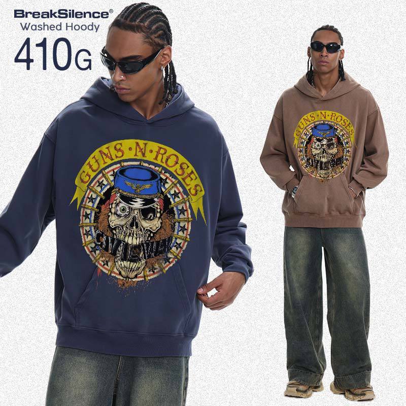 เสื้อกันหนาวฮู้ดสไตล์เรโทร Guns N' Roses แบบHeavy Wash ปี2025