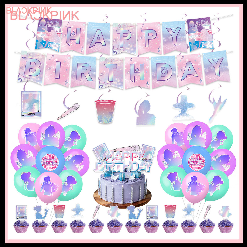 <Sunshine123>แบนเนอร์วันเกิดและบอลลูนตกแต่งวันเกิดคุณภาพสูงชุดงานเลี้ยงวันเกิดมีความสุขธีมอะนิเมะสํา