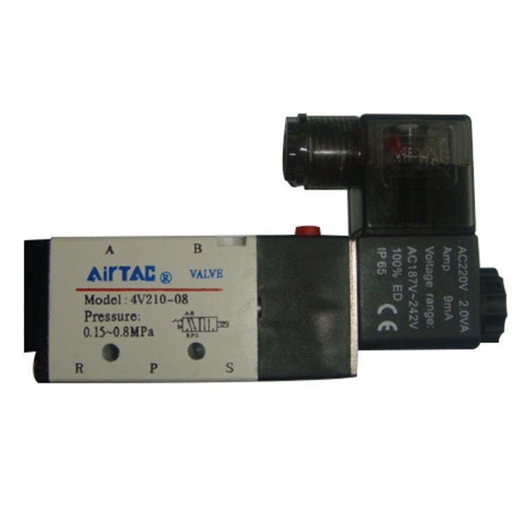 นิวเมติกโซลินอยด์วาล์ว Five-Way 4V110-064V Solenoid Valve Series วาล์วควบคุมตําแหน่งสองวาล์ว 4V210-0