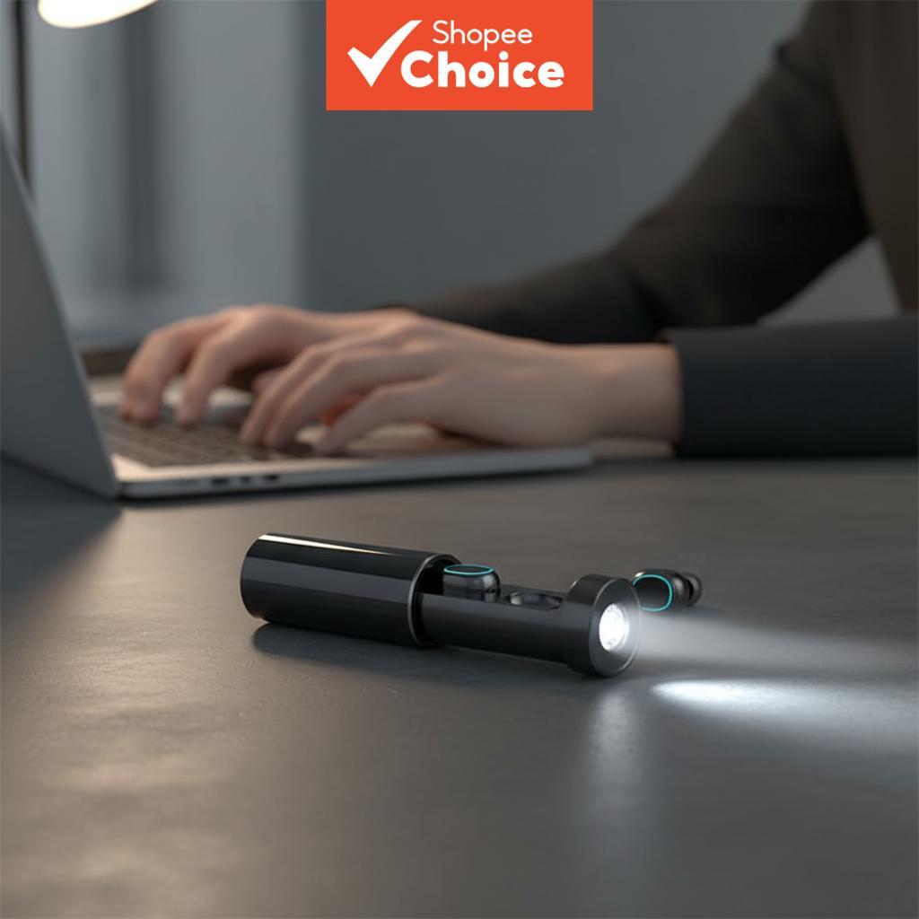 หูฟังบลูทูธไร้สาย N21 พร้อมไฟฉาย, หูฟัง TWS, ระบบสัมผัส, สเตอริโอ, หูฟังสปอร์ตขนาดเล็กตัดเสียงรบกวน