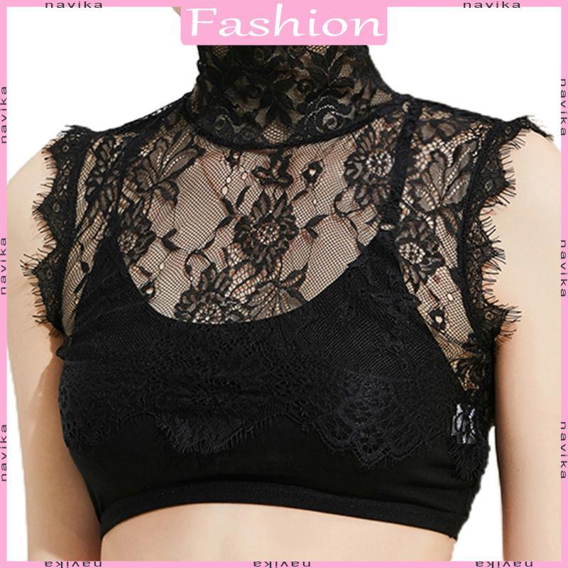 NAV Casual ท็อปผู้หญิง ออกแบบด้วยสร้อยคอมินิ แบบคอปลอม chic และทันสมัย