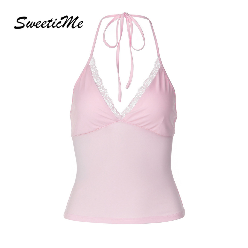 SweeticMe เสื้อสตรี 2026 ใหม่แฟชั่นสีทึบเซ็กซี่ Backless Street Casual Camisole