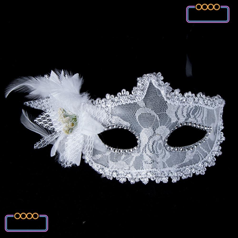 FOREVER Mardi Gras , Lace Feather Masquerade , แฟชั่นครึ่งหน้าด้านข้างดอกไม้เครื่องแต่งกายคริสต์มาส 