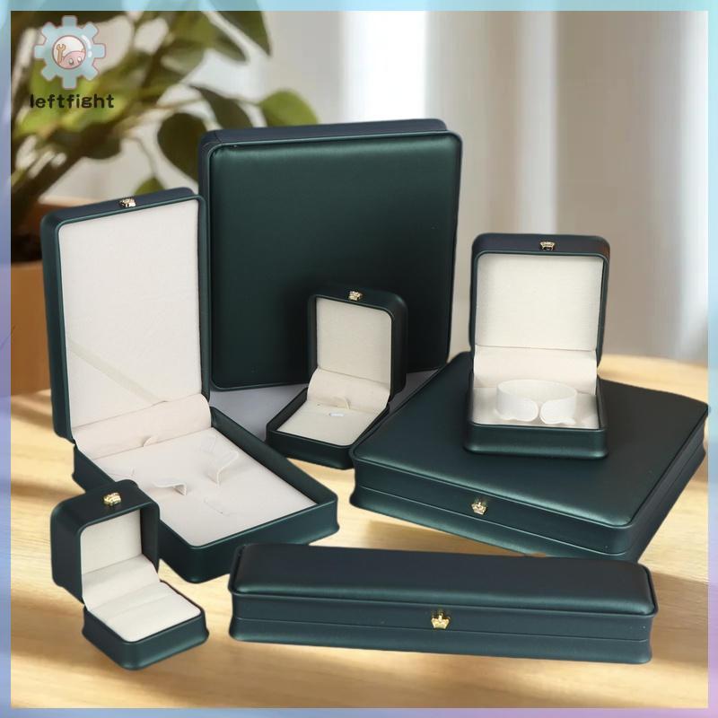 ซ้ายเครื่องประดับกล่องแหวนหนัง ปู่ เครื่องประดับออแกไนเซอร์แหวนต่างหูสร้อยคอจี้แสดงกล่องข้อเสนอหมั้น