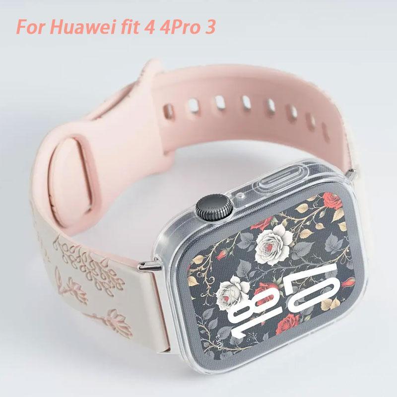 Strap + สําหรับ Huawei Watch Fit 4 / 4 Pro Protector TPU กรณีกีฬาดอกไม้สําหรับ Huawei Fit 4 4pro 3 band