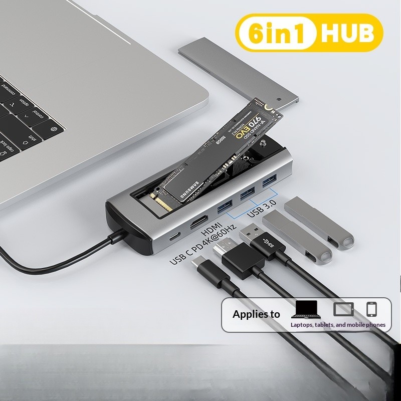 Type-c Docking Station usb hub ฮับมัลติฟังก์ชั่น SSD M.2 Mobile Hard Disk Box Docking Station