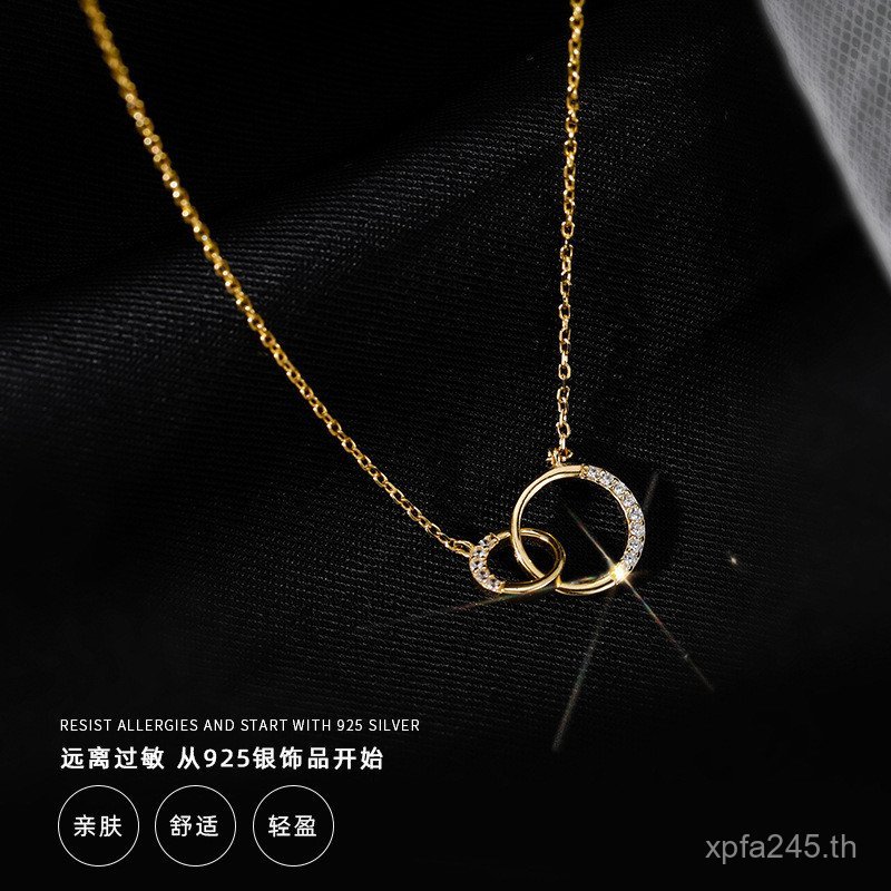 เงินสเตอร์ลิง Influencer 14K Gold แฟชั่นแหวนคู่ออกแบบประณีตหญิง Niche เครื่องประดับหรูหราสร้อยคอ S92