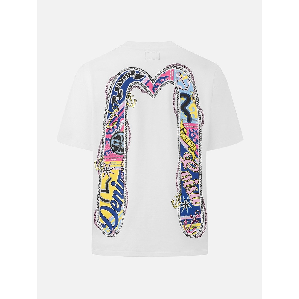 EVISU EVISU 2025 ฤดูใบไม้ร่วงสุภาพสตรี Big M พิมพ์เสื้อยืดแขนสั้น 2ESHTW5T