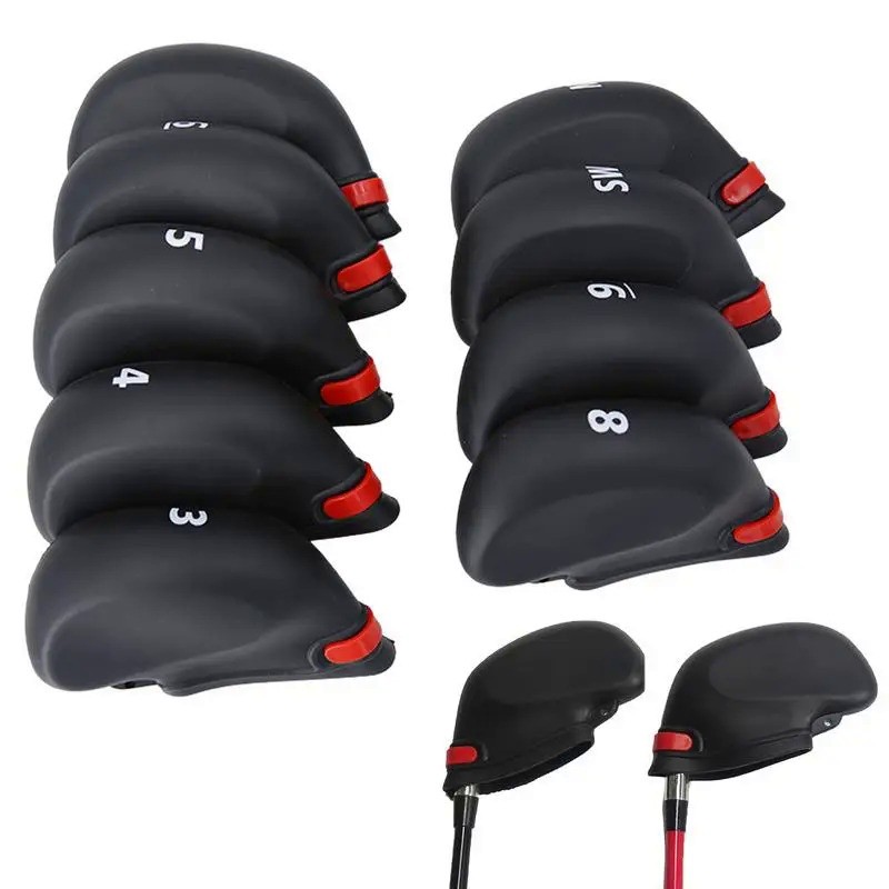 9Pcs Golf Club Iron Head Covers Protector Golfs Head Cover Set Golf Wedge Covers Headcovers Golf Iro