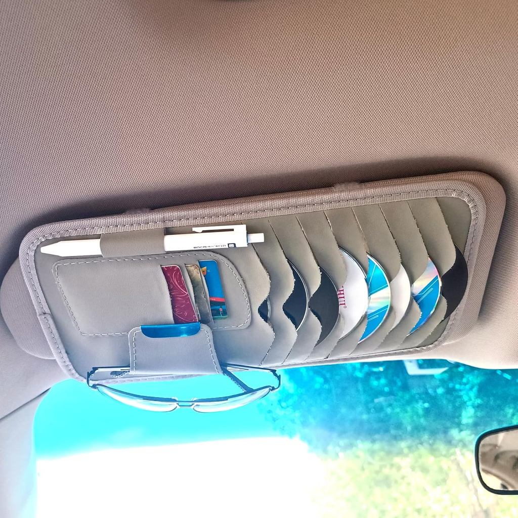 สีเทามัลติฟังก์ชั่รถ CD สําหรับ Sun Visor Organizer รถ CD Holder Organizer, 8 CD/DVD Storage Sleeves