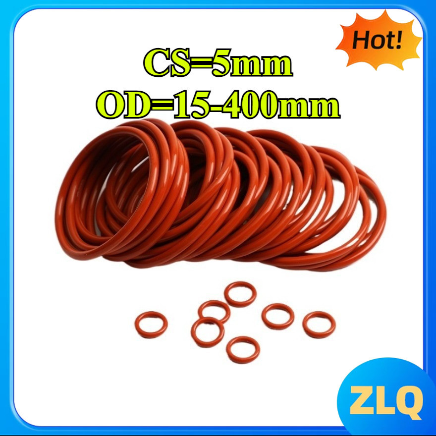 แหวนซีลโอริงซิลิโคนสีแดง CS5mm*OD15-400mm แหวนกันน้ํา ส่วนประกอบการปิดผนึกทนอุณหภูมิสูง[zlq168-FC]