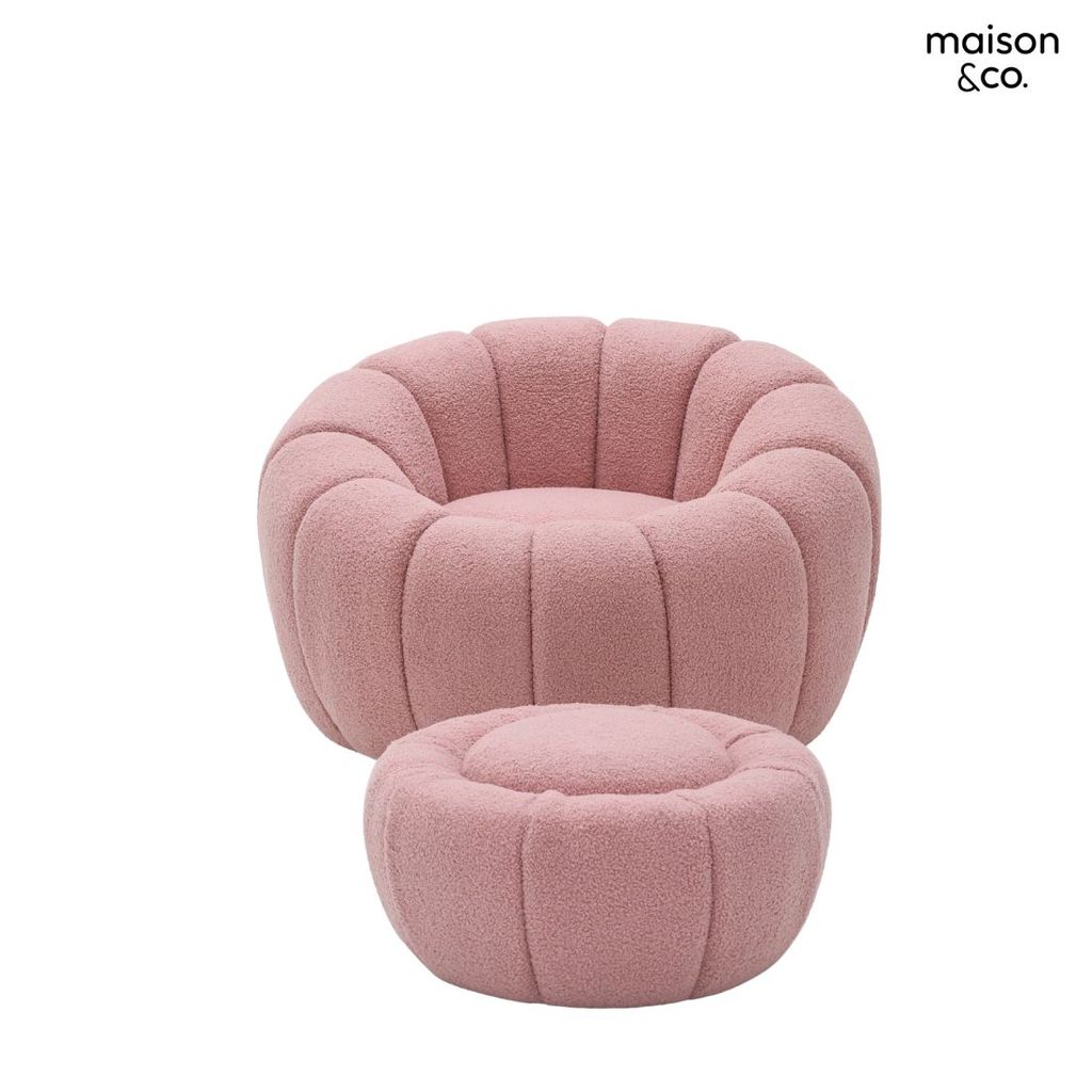SB Design Square อาร์มแชร์+สตูล  MOONEY สีชมพู (94x94x64 ซม.)  แบรนด์ MAISON&CO.