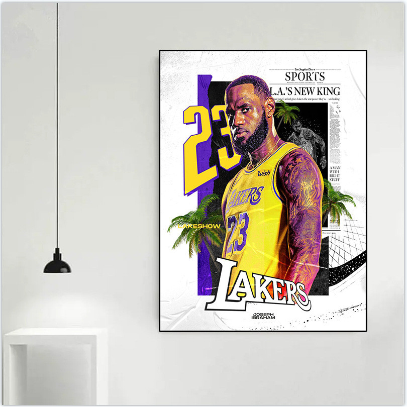 LeBron James Fan Gift Set, NBA Poster Photo Canvas Print Sup-porters ของที่ระลึกสําหรับเด็กผู้ชาย, ว