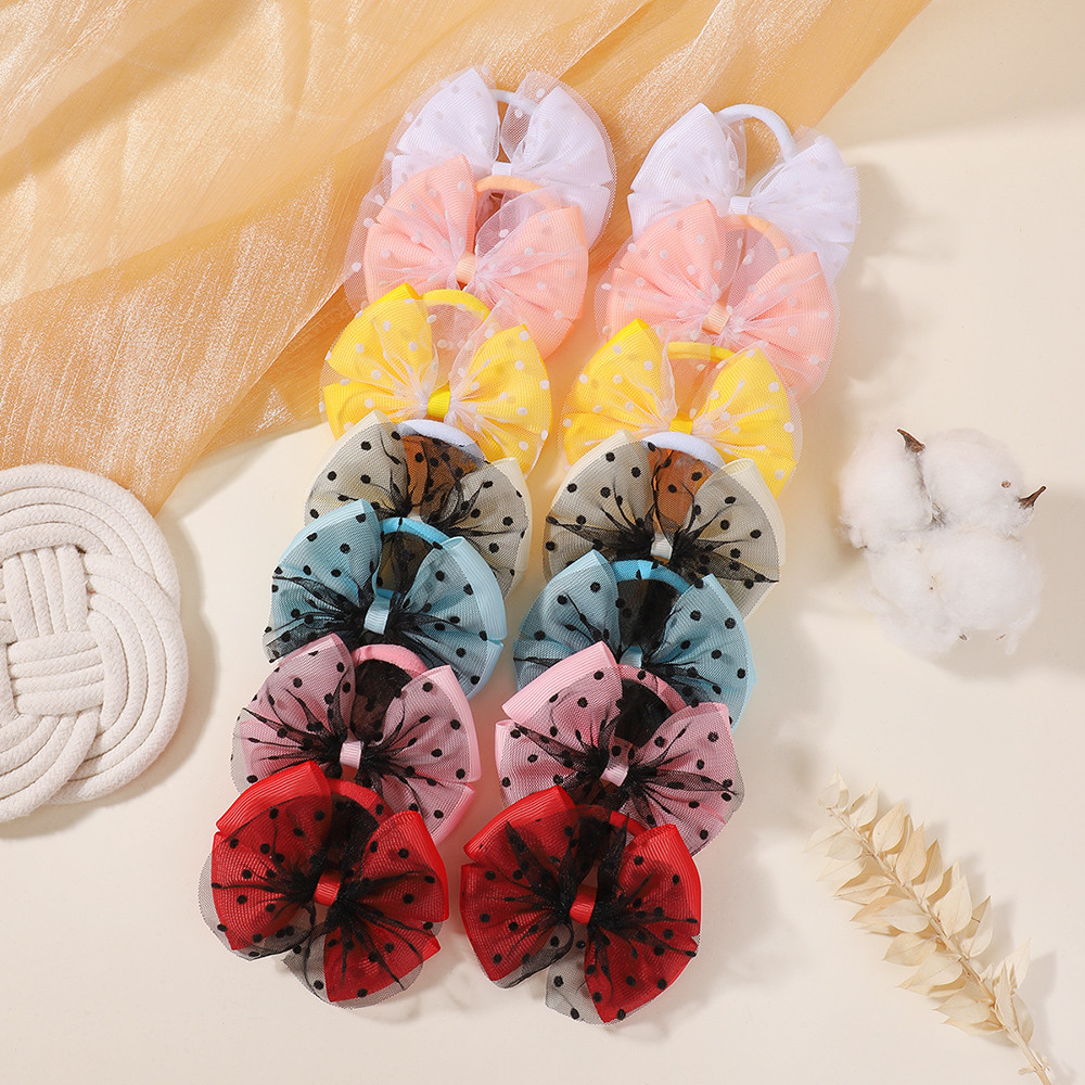 เคสแฮร์เบนด์ลายจุด 2 ชิ้น/เซ็ต สำหรับเด็ก พร้อมริบบิ้นยืดหยุ่น ของขวัญพิเศษ