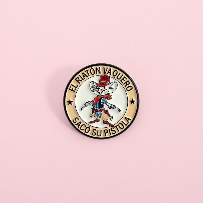 อะนิเมะ El Riatn Vaquero เข็มกลัด Pins การ์ตูนคาวบอยเมาส์เข็มกลัดป้ายโลหะกระเป๋าเป้สะพายหลังอุปกรณ์เ