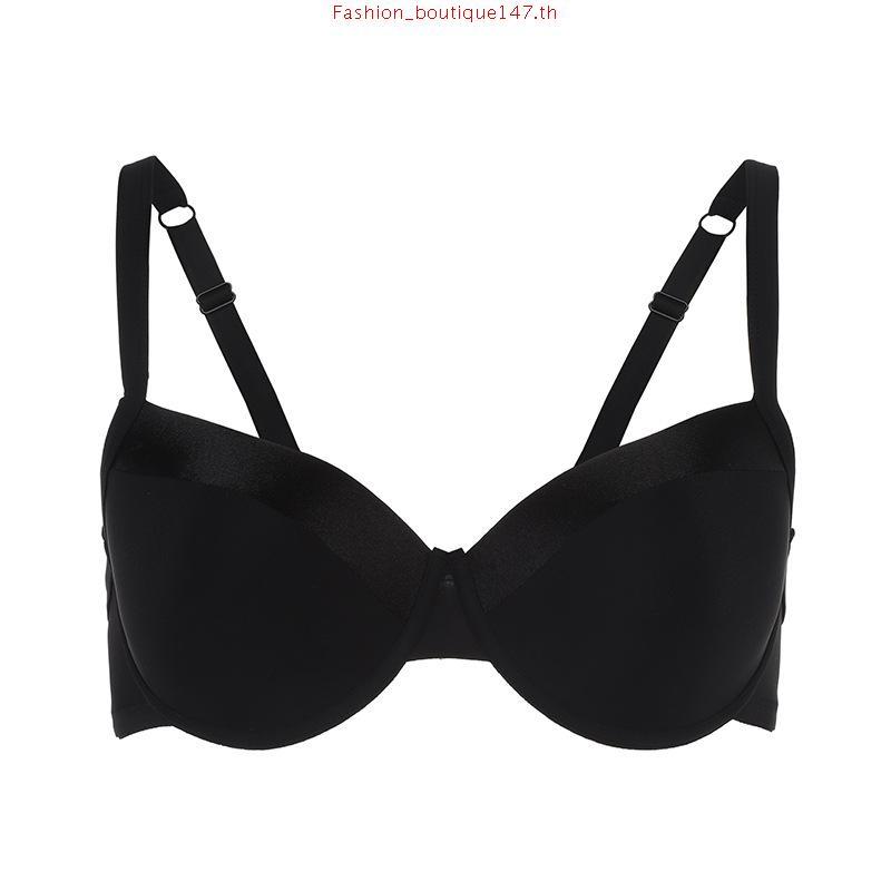 เสื้อใน Wacoal Basic Bra สีเทาน้ำเงิน (NG) มีโครง 4/5 คัพ เก็บทรง ฟองบาง ลำตัวใหญ่ เก็บเนื้อข้างๆ 4 