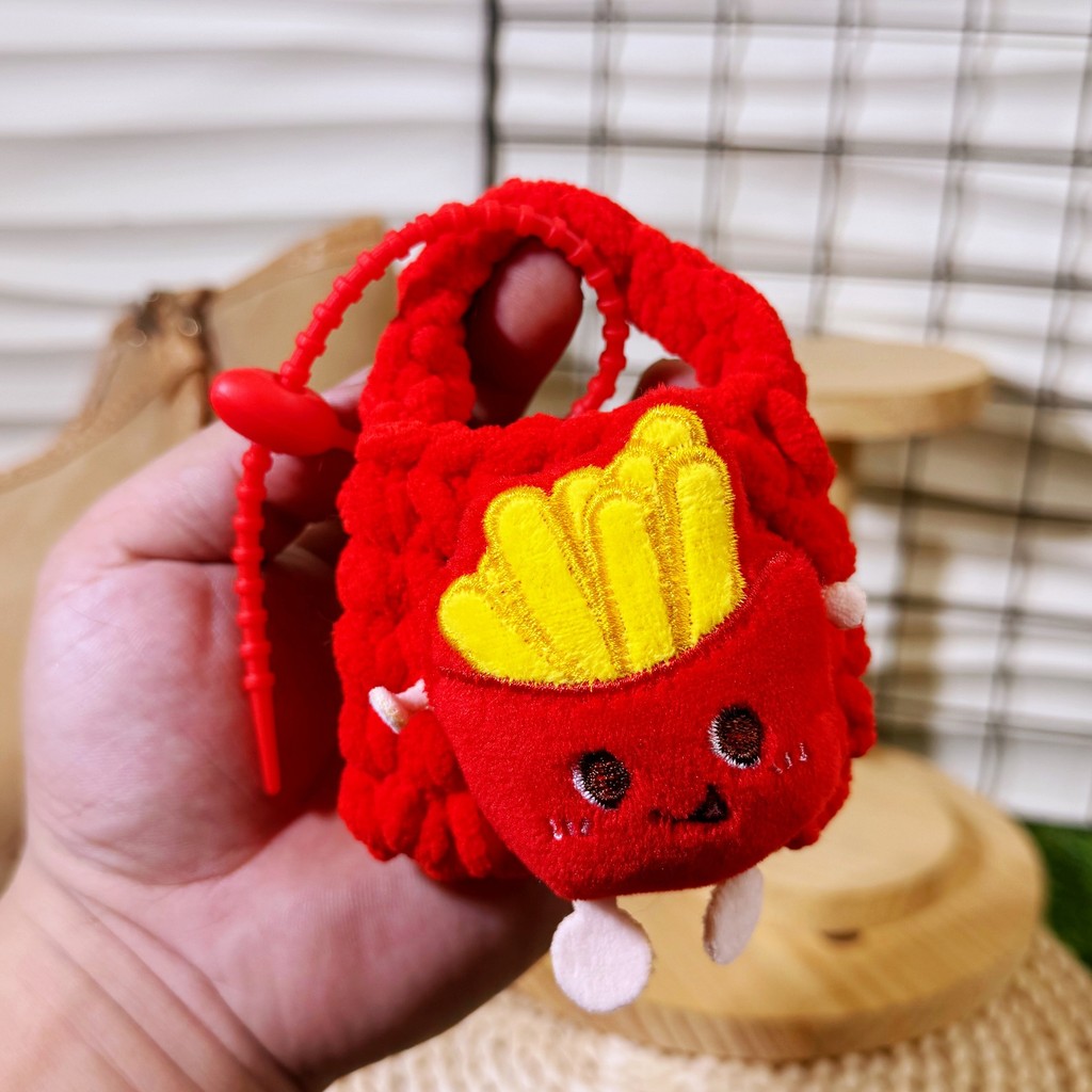 พวงกุญแจจี้กระเป๋าใส่เหรียญกระเป๋าใส่เหรียญ French Fries Plush ขาไก่การ์ตูน Toast Burger หูฟังกระเป๋าน่ารัก - รูปที่ 5