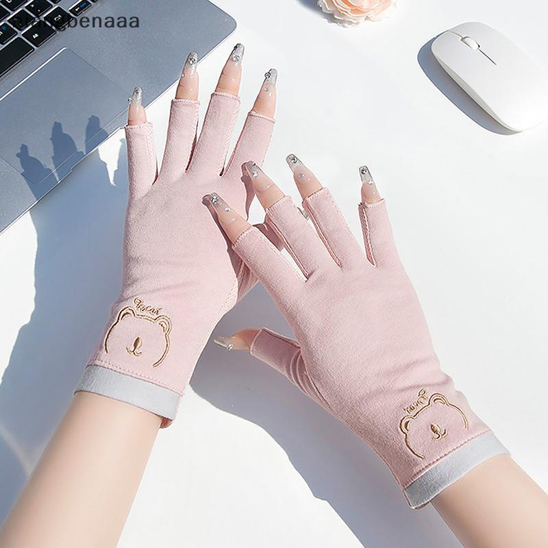 (niangbenaaa) 1 คู่ถุงมือเล็บ UV ถุงมือเจล UV Fingerless เล็บเล็บเครื่องมือ LED โคมไฟเล็บเครื่องเป่ารังสีมือใหม่