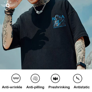 2XL-8XL เสื้อแขนสั้นชายไซส์ใหญ่พิเศษ สไตล์เกาหลี ดีไซน์หลวมเท่ พิมพ์ลายศิลปะ สวมใส่สบาย