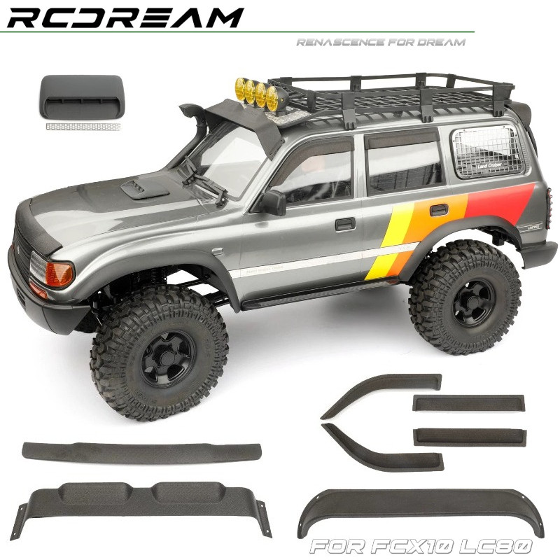 3D พิมพ์เครื่องยนต์ Hood ตกแต่งสําหรับ 1/10 FMS FCX10 LC80 RC Crawler รถ