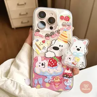 สำหรับ OPPO Reno 16F 15 15F 14 16 14F 4 13 13F 12 12F 11 11F 10 6 6z 5 5F 5z เคส IMD ลายสุนัขปาร์ตี้วันเกิด น่ารักสุดๆ