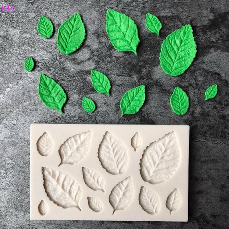 (KFL) แม่พิมพ์ซิลิโคนรูปใบไม้ตกแต่งเค้ก คุกกี้ฟองดอง Moulds เครื่องมืออบขายร้อน
