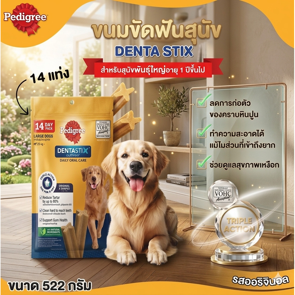 ขนมขัดฟัน เพดดิกรี เดนต้าสติก สุนัขพันธุ์ใหญ่ 522ก. 14s