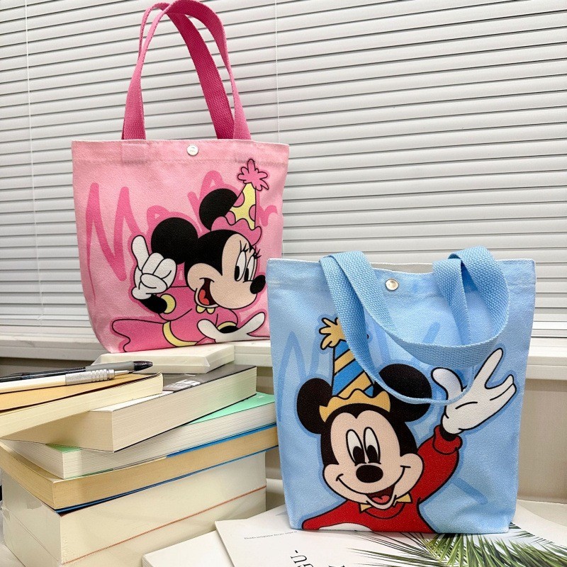 KVK-shop: กระเป๋าถือทรงโท้ท สไตล์มินิมอล น่ารัก คลาสสิค แฟชั่นเบาๆ ลุคหวานกำลังดี-ลายการ์ตูนน่ารักมาก-KK6633