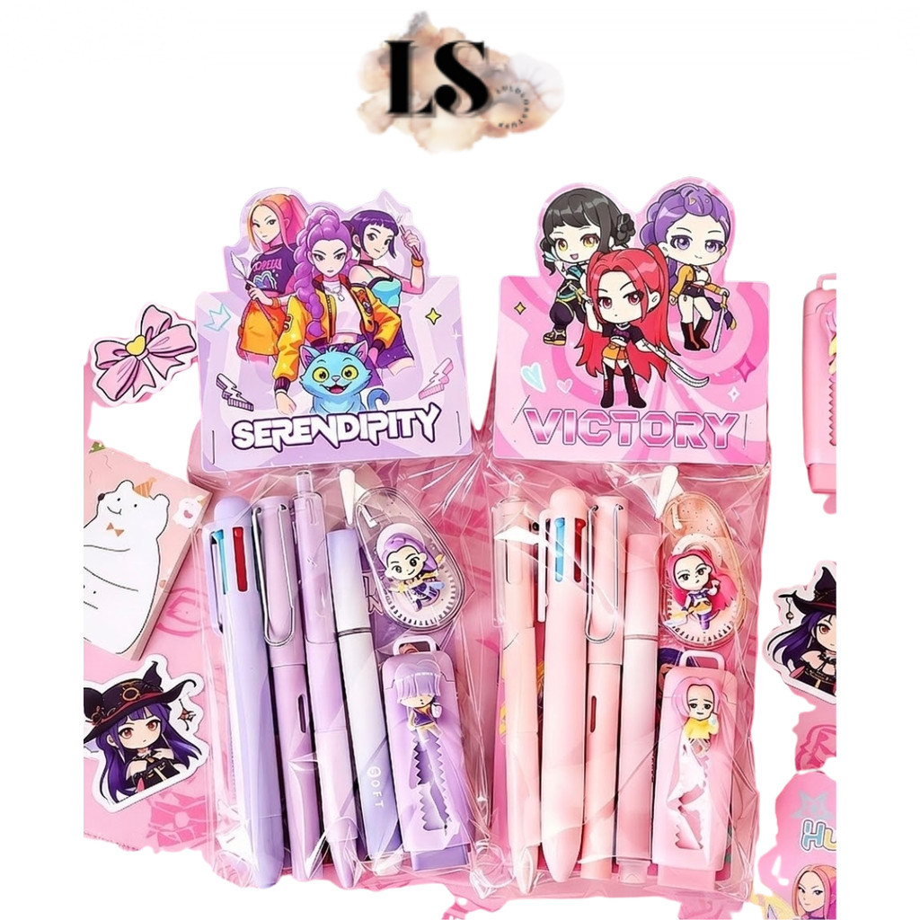 LS - ชุดเครื่องเขียน 6IN1 H1180 ของขวัญที่สมบูรณ์โรงเรียนน่ารัก ATK Sanrio Book Stabilo พร้อมยางลบปา