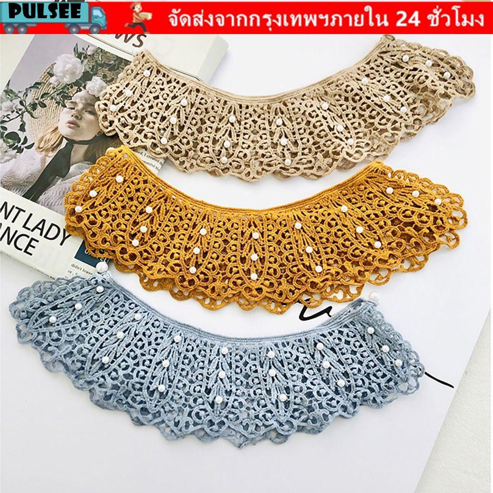 PULSEE ปลอกคอปลอม Retro ปรับเสื้อผ้าคอ Ruff ผ้าคลุมไหล่ห่อตกแต่งเสื้อครึ่งปก