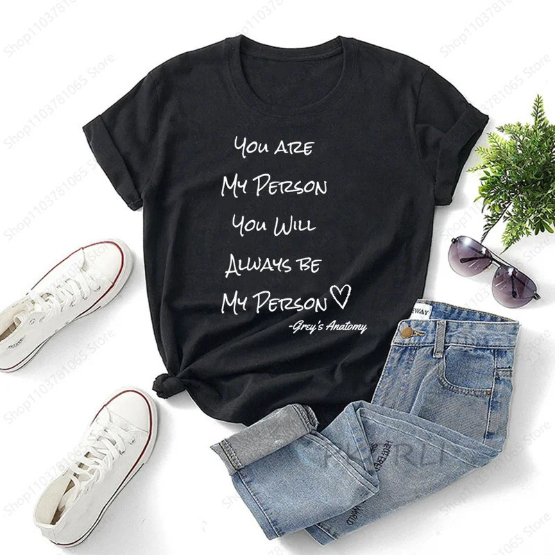 เสื้อยืด Greys Anatomy สำหรับผู้หญิง แขนสั้น เสื้อผู้หญิง เสื้อยืด You're My Person Doctor สำหรับผู้