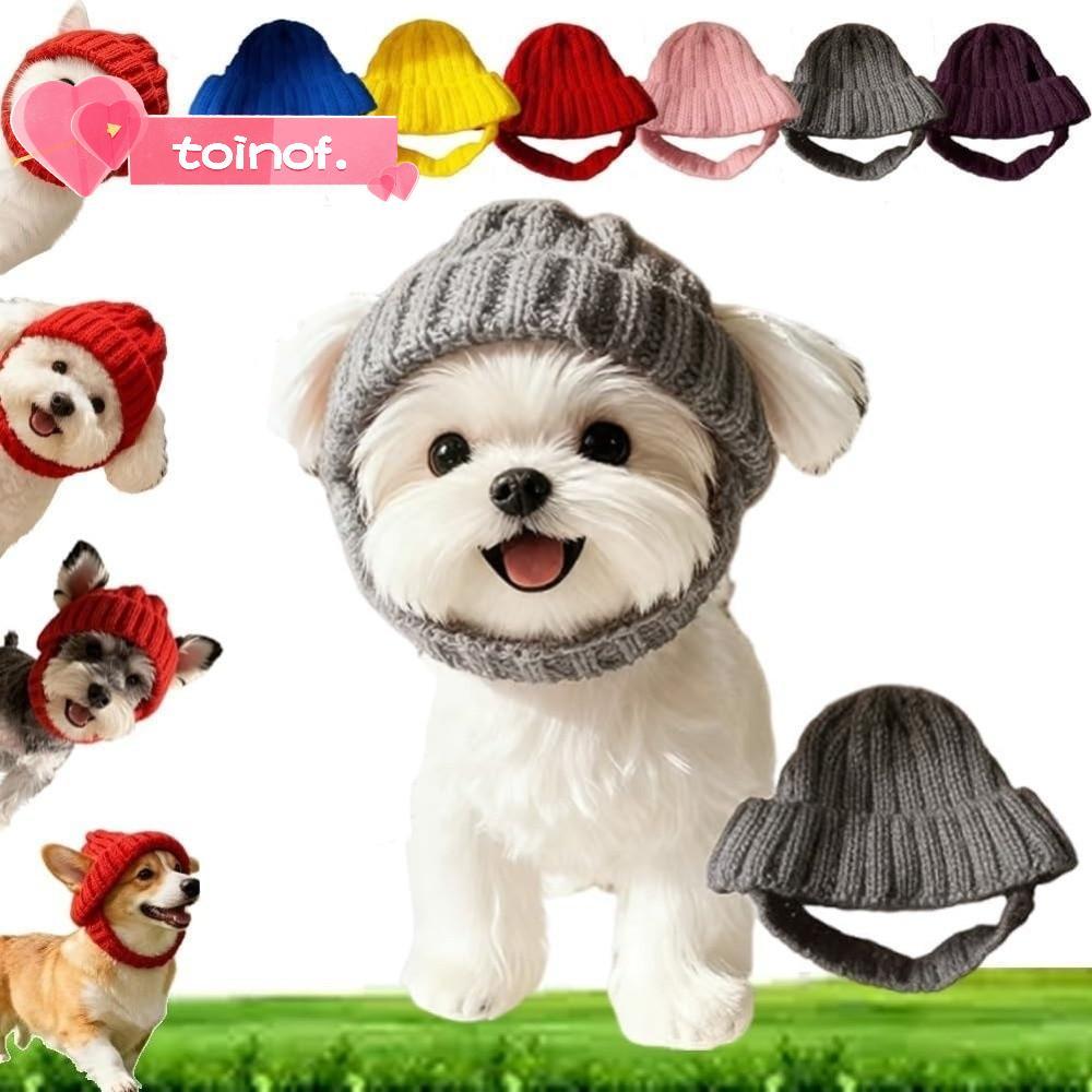TOINOF หมวกถักสัตว์เลี้ยง, ที่ปิดหูหูสุนัขน่ารัก, หมวก Cozy Earmuffs อบอุ่นฤดูหนาว